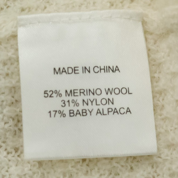 Quince Size Small S Ivory Cream Textured Diamond Knit Crew Wool Alpaca Sweater - Picture 5 of 7